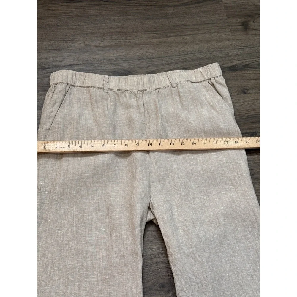 Quince 100% European Linen Pants L Wide Leg Flax Beige Quiet Luxury